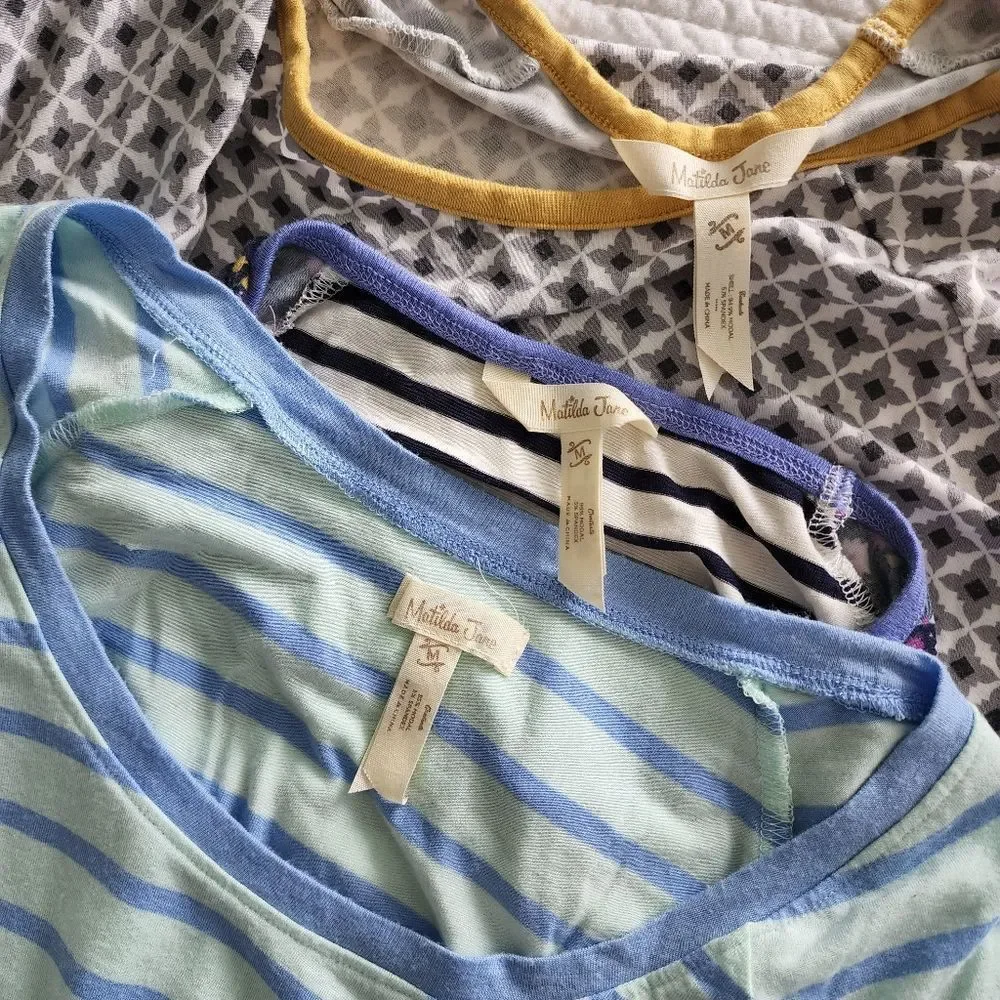 Matilda jane NWOT 3/ sleeve print stripes blouse bundle - Picture 4 of 16